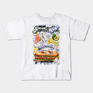 Big yummy seafood sandwich, salmon, avocado, lemon, cheese Kids T-Shirt